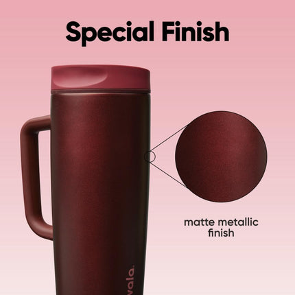 Owala SmoothSip Slider Stainless Steel Insulated Travel Mug with Handle, 100% Leak-Proof for Hot and Cold Drinks, Travel-Friendly with Sliding Lock Lid, 24 oz, BPA Free, Leak-Proof, Black Cherry