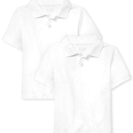 The Children's Place Polo Piqué de Manga Corta para Bebés y Niños Pequeños, Blanco, 12-18 MESES