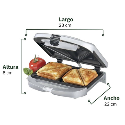 CUISINART WM-SW2 Parrilla eléctrica antiadherente para sándwiches dobles, plateada