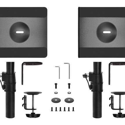 Monoprice Universal Clamp-On Desktop Speaker Mounts Pair Height-Adjustable 9 x 9 inch Tray, Fits Most Bookshelf Studio Monitor Speakers