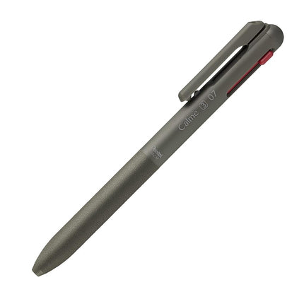Pentel BXAC37D Calme 3-Colour Ballpoint Pen, Clearly Dampened Click Sound, Leather Look Grip Zone, Refillable, Ball 0.7 mm = Line Width 0.35 mm, Black/Red/Blue, Pack of 1