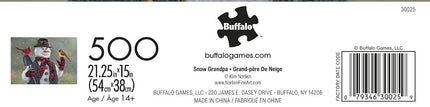 Buffalo Games – Kim Norlien - Snow Grandpa - 500 Piece Silver Select Jigsaw Puzzle Colorful Puzzles for Adults – Precision-Cut Pieces, Beautiful Artwork, and Hours of Relaxing Fun
