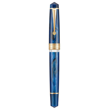 Asvine P20 Galaxy Blue Resin Iridium Extra Fine Nib Plunger Fountain Pen Gold Trim Smooth Scribe Collection with Case Set