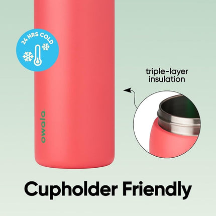Bouteille d'eau isolée en acier inoxydable Owala FreeSip avec paille pour le sport, les voyages et l'école, sans BPA, 946 ml, Strawberry Field