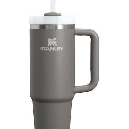 Vaso Stanley Quencher FlowState H2.0 de acero inoxidable con aislamiento al vacío, con tapa y popote para agua, té helado o café, batidos y más, color piedra, 850.5 g