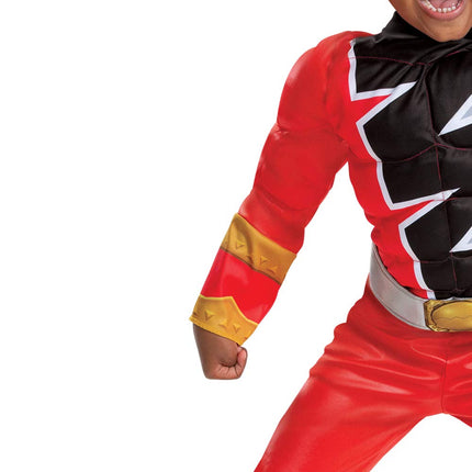 Red Ranger Muscle Costume for Toddlers, Power Rangers Dino Fury, Small (2T)