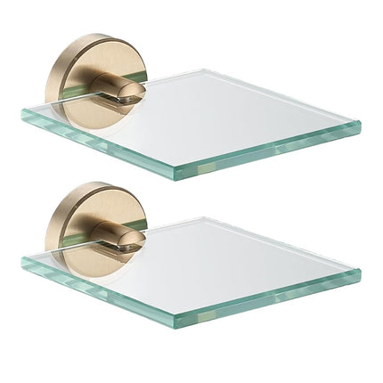 JQK Small Floating Glass Shelves Champagne Bronze,