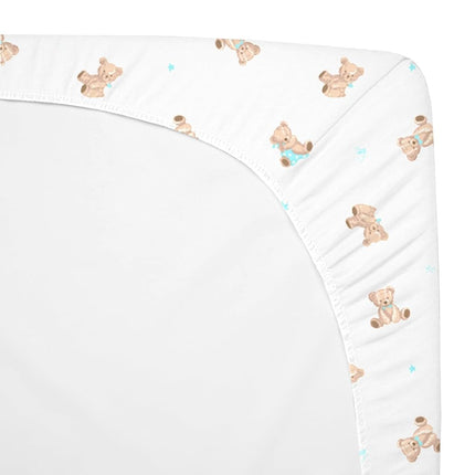 American Baby Company 2 Pack Fitted Pack and Play Sheet 39x27, Bear and WT