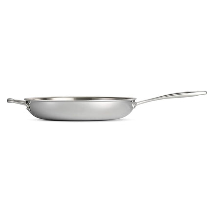 Tramontina Three Layer Clad Stainless Steel 12" Frying Pan with Auxiliary Handle, Induction Ready Frying Pan, Dishwasher Safe, NSF Certified, Made in Brazil