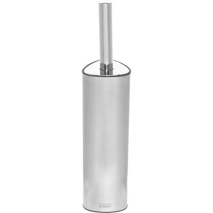 Joseph Joseph Flex 360 Luxe, Advanced Smart Toilet Brush and Storage Holder Set with anti-drip, anti-clog, triple-action replaceable brush head- Stainless-steel