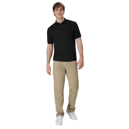 Hanes Men's Short Sleeve Jersey Pocket Polo, Black, X-Large (Pack of 2)