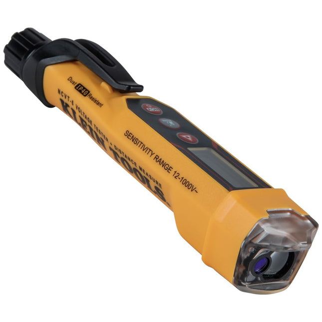 Klein Tools NCVT-6 Non-Contact Volt Tester, 12-1000V AC Pen with Integrated Laser Distance Measure, LED and Audible Alarms, Pocket Clip