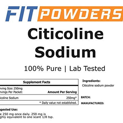 FitPowders Citicoline Powder, Pure CDP Choline with Scoop (10 Grams)