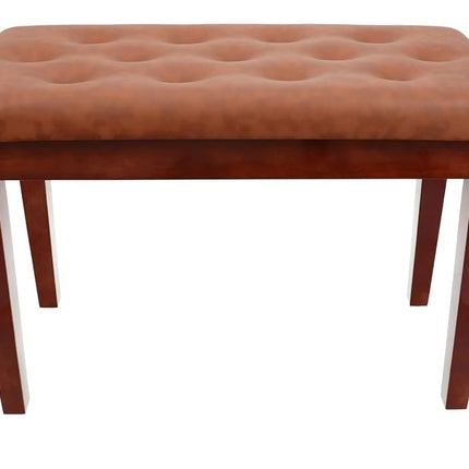Rockville PB7 Brown Premium Piano Bench with Storage, Solid Thai Rubberwood, 2.5 Plush Foam Seat, Faux Leather, 450 lb Capacity, Perfect for Home, Studio & Stage