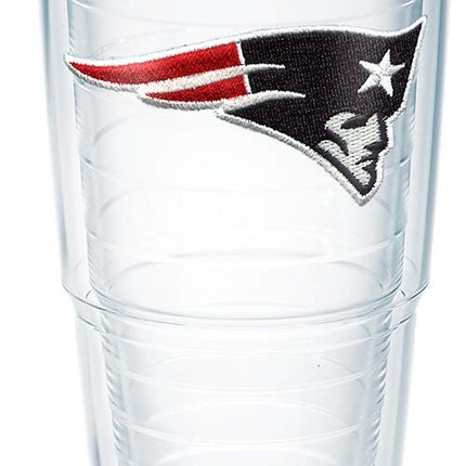 Tervis NFL New England Patriots Emblem Individual Tumbler with Red Lid, 24 oz, Clear
