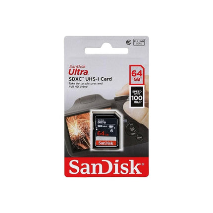 SanDisk Ultra 64GB SDXC Memory Card, up to 100MB/s, Class 10, Black/Grey