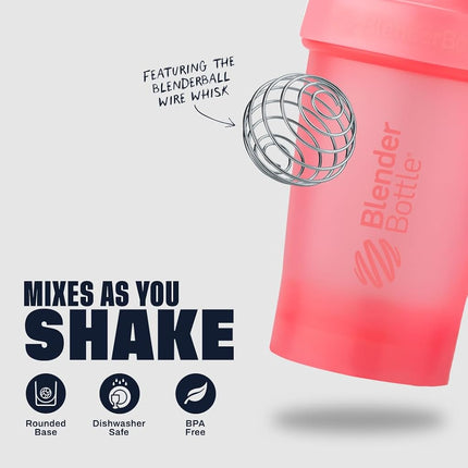 BlenderBottle Classic V2 Shaker Bottle Perfect for Protein Shakes and Pre Workout, 20-Ounce, Light Pink
