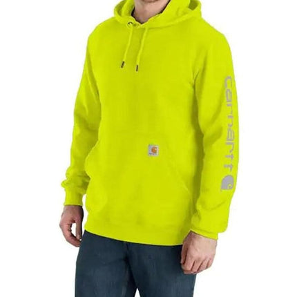 Carhartt Workwear Original Fit Hoodie with Sleeve Logo, Brite Lime, XL