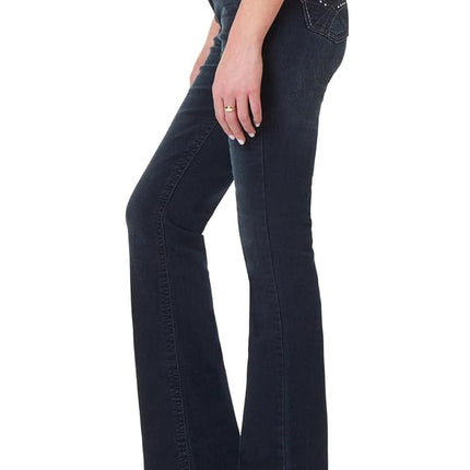 WallFlower Women's Luscious Curvy Bootcut Mid-Rise Insta Stretch Juniors Jeans (Standard and Plus), BlackBerry, 7 Shorts