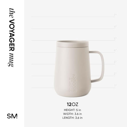 Simple Modern Travel Coffee Mug with Lid and Handle | Reusable Insulated Stainless Steel Coffee Tumbler Tea Cup | Gifts for Women Men Him Her | Voyager Collection | 12oz | Almond Birch