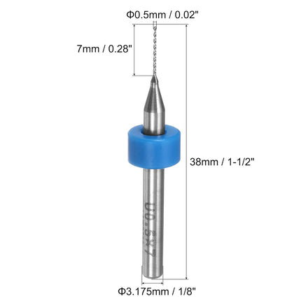 uxcell PCB Drill Bits 0.5mm Tungsten Carbide Rotary Tool Jewelry CNC Engraving Print Circuit Board Micro Drill Bits 1/8 Inch Shank 40 Pcs