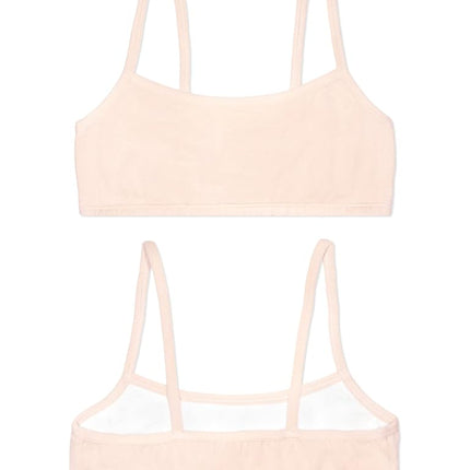 Fruit of the Loom Girls' Spaghetti Strap Sports Bra, Blushing/Grey Heather/Black/Nude, 36