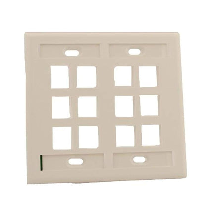 Leviton 42080-12W Quickport Wallplate with ID Window, Dual Gang, 12-Port, White