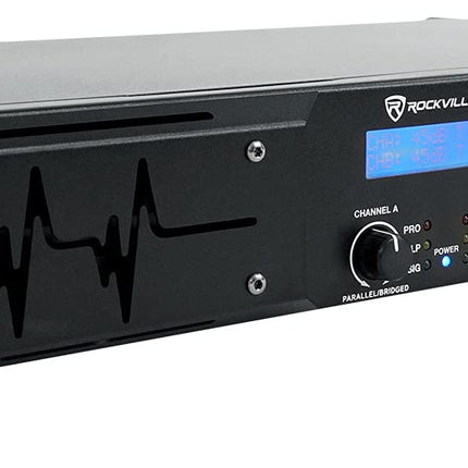Amplificador Rockville D12 Clase D de 2 canales, 5000 W de pico / 1400 W RMS, ideal para sonido en vivo, audio profesional y DJs
