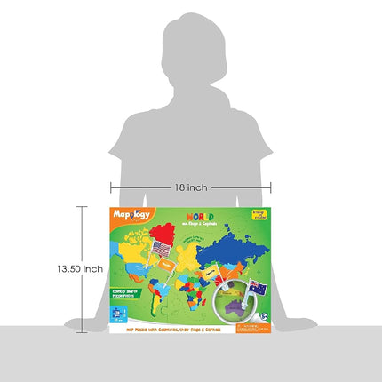 Imagimake: Mapology World with Flags & Capitals- with Country Shaped Pieces- Jigsaw Puzzle and Educational Toy for Boys and Girls Above 5 Years- Excellent Birthday Gift