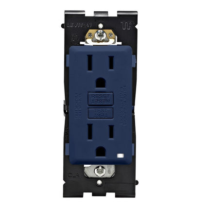 Tomacorriente GFCI Leviton Renu a prueba de manipulaciones con autocomprobación, 15 A, RGF15-RN, azul marino intenso