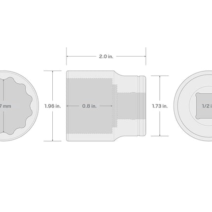 TEKTON 1/2" Drive x 37 mm 12 Pt. Socket | SHD22337
