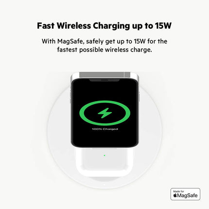 Belkin MagSafe 2-in-1 Wireless Charger, 15W Fast Charging iPhone Charger Stand for iPhone 13, 12, Pro, Pro Max, Mini, AirPods