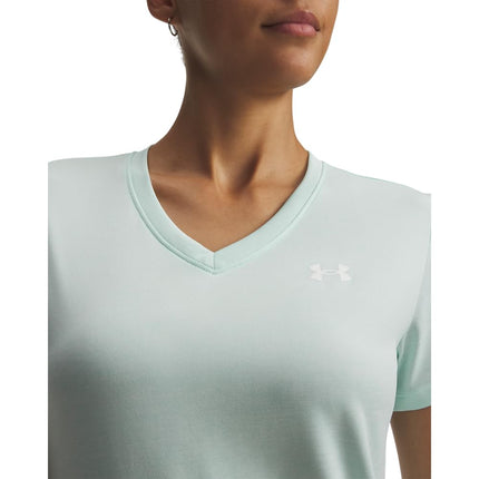 Under Armour Womens Tech Twist V Neck Short Sleeve Refresh Mint 8