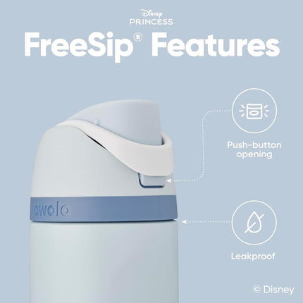 Owala Disney Princess FreeSip Insulated Stainless Steel Water Bottle with Straw for Sports and Travel, BPA Free, 24oz, Cinderella