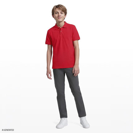 Izod Boys' School Uniform Short Sleeve Polo Shirt, Button Closure, Moisture Wicking Performance Material, Red, 14-16 Husky