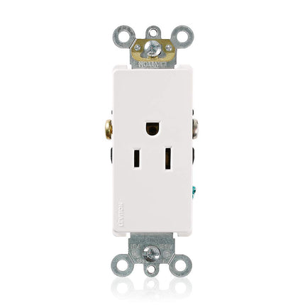 Leviton Decora Plus Single Receptacle, 15 Amp, 125