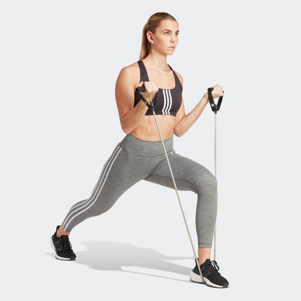 adidas Women's Training Essentials 3-Streifen Hohe Taille 7/8 Tights Leggings, Dark Grey Mottled, XXS