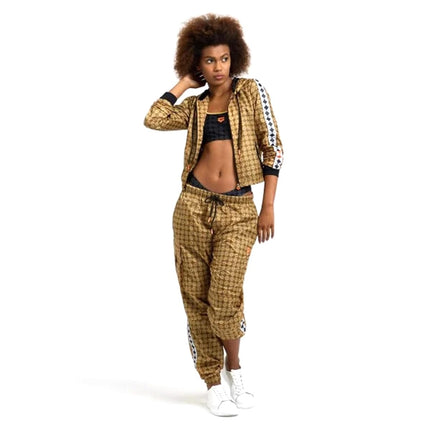 Arena Women's 50th Anniversary Hooded Crop Jacket, Gold Multi-Black-White, XS
