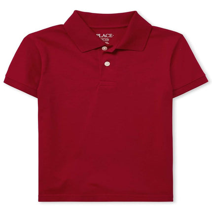 The Children's Place Boys' Short Sleeve Soft Jersey Knit Polos, Classic Red, X-Large Husky