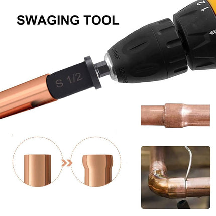 Hymnorq 6-Piece HVAC Copper Pipe Swaging Tool Drill Bit Set 1/4"-7/8" Hex