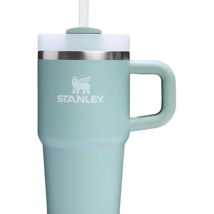 Vaso Stanley Quencher H2.0 con asa y pajita, 591 ml | Tapa Flowstate de 3 posiciones | Compatible con portavasos de coche | Vaso térmico de acero inoxidable | Sin BPA | Seafoam