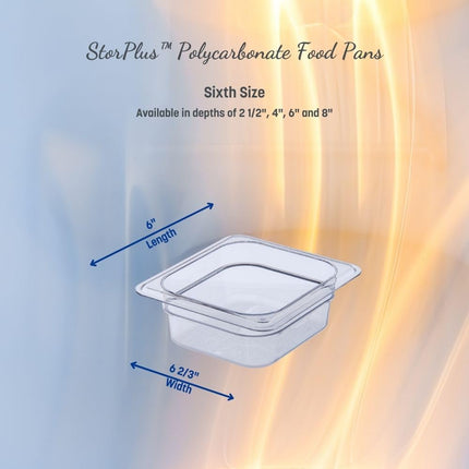 Carlisle FoodService Products Storplus Food Storage Container Food Pan, Chafing Pan for Catering, Buffets, Restaurants, Polycarbonate (Pc), 1/6 Size 4 Inches Deep, Black, (Pack of 6)