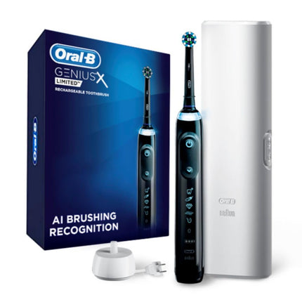 Oral-B GENIUS X LIMITED, Rechargeable Electric Toothbrush with Artificial Intelligence, 1 Brush Head, 1 Travel Case, Midnight Black