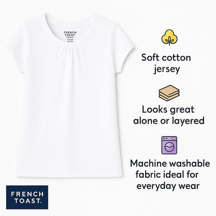 French Toast Girls' Short Sleeve Crewneck T-Shirt Tee, Blue, 7-8
