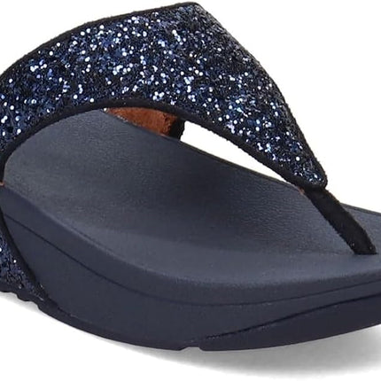 FitFlop ET9399-080 LULU Glitz Toe-Post Sandals Midnight Navy US10