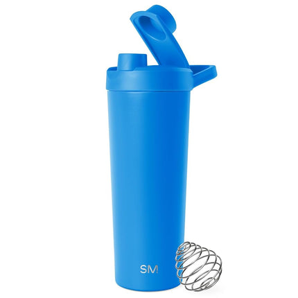 Simple Modern Stainless Steel Shaker Bottle with Ball 24oz | Metal Insulated Cup for Protein Mixes, Shakes and Pre Workout | Rally Collection | Supersonic Blue