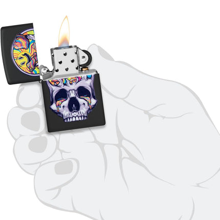 Zippo Skull Moon Design Windproof Lighter, Black Matte