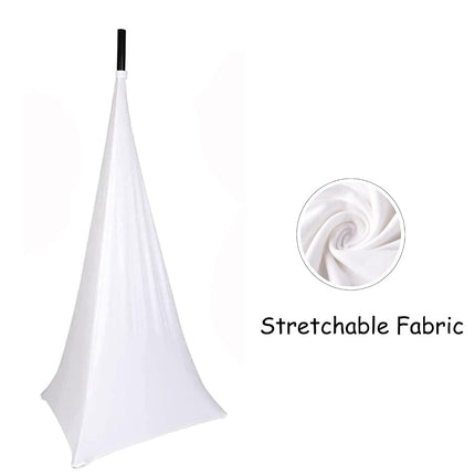 4 Pack Speaker Stand Cover Tripod Scrim, DJ Speaker Stand Scrim Tripod Cover with 360 Degree Coverage (White-Four Pack)