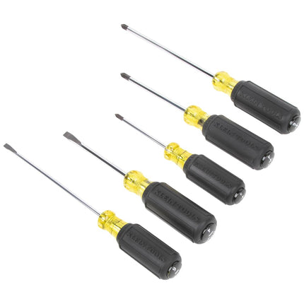 Klein Tools 85805 Screwdriver Set, Made in USA, Multi-Purpose Precision Machined Tips, (3) Phillips, (2) Slotted, Cushion-Grip Handle, 5-Piece