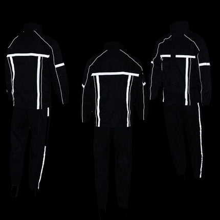 Milwaukee Leather MPM9510 Men's Black Water-Resistant Motorcycle Rain Suit with Hi Vis Reflective Tape - Medium